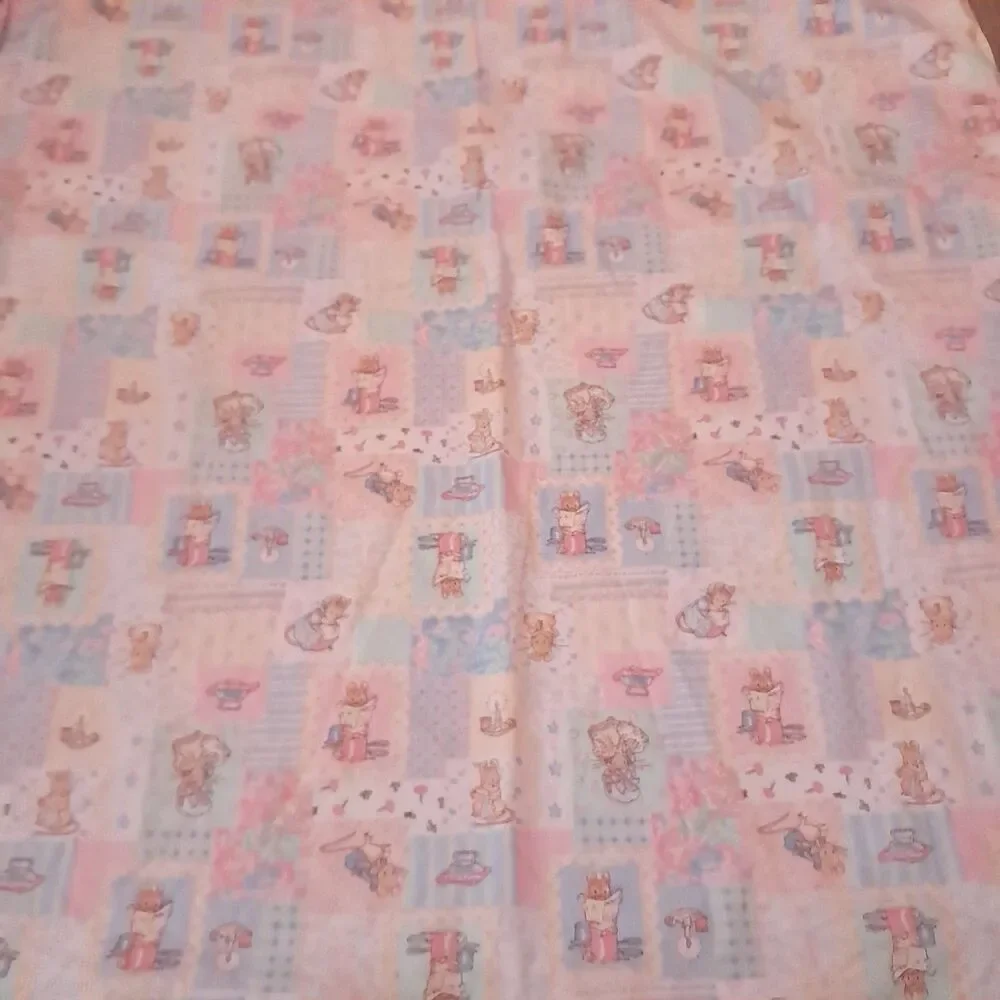 Beatrix Potter Peter Rabbit fabric pastel patchwork Frederick Warne 1990s cotton